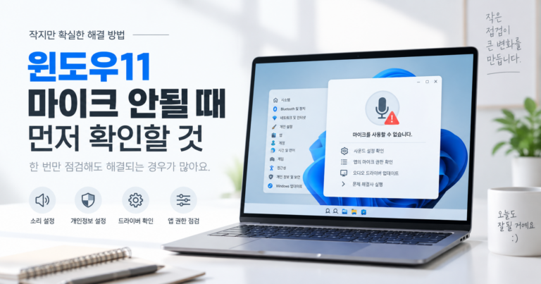 윈도우11 마이크가 안될 때 확인해야 할 설정과 해결 방법